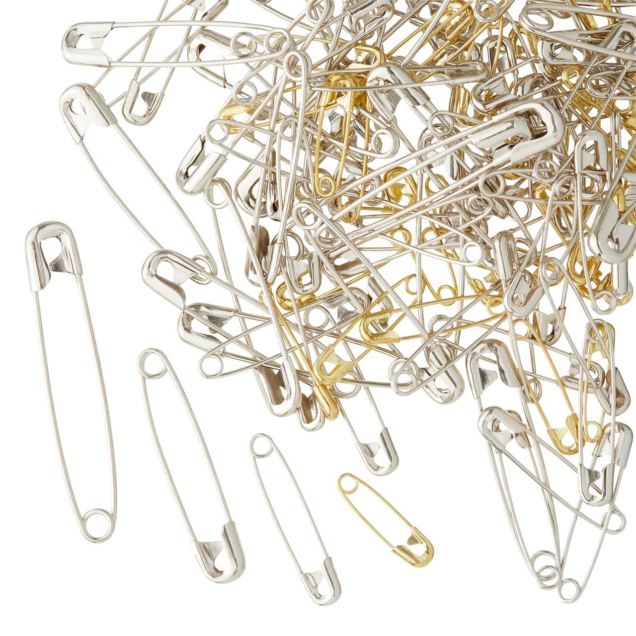 12 Packs: 225 ct. (2,700 total) Silver & Gold Assorted Safety Pins by Loops & Threads™